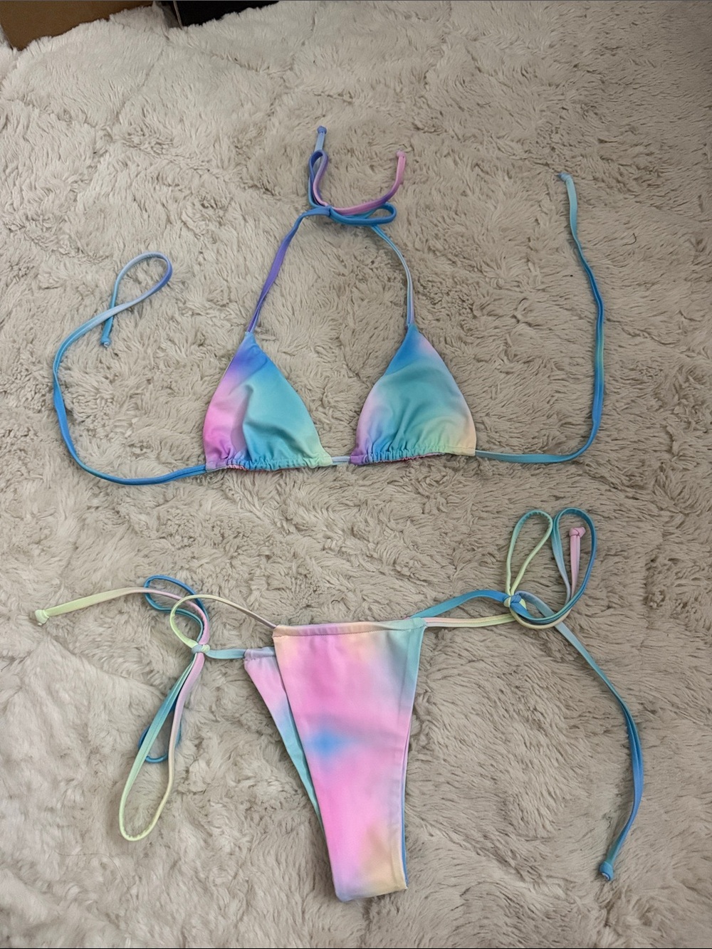 Tie-String Pastel Ombre Triangle Bikini set